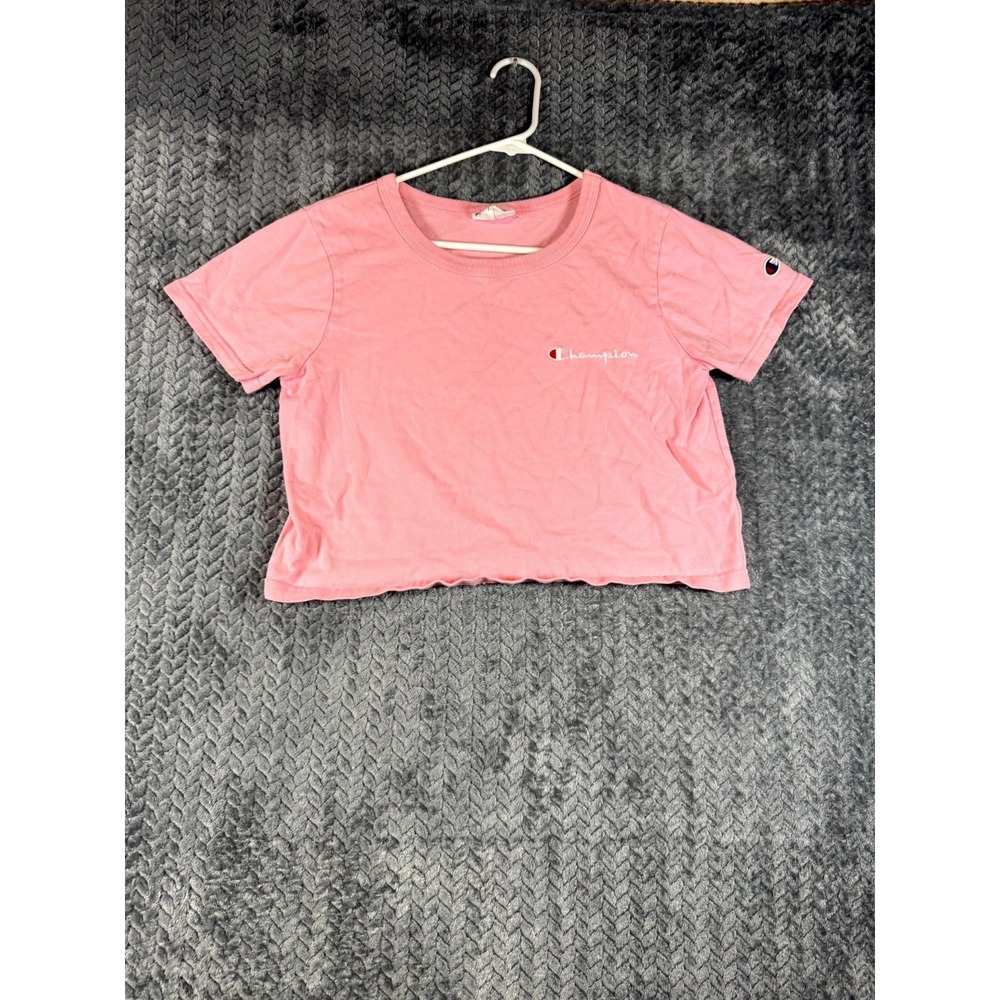 Champion Heritage Athletic Apparel Crop T Shirt Women Small Pink Cotton Crewneck